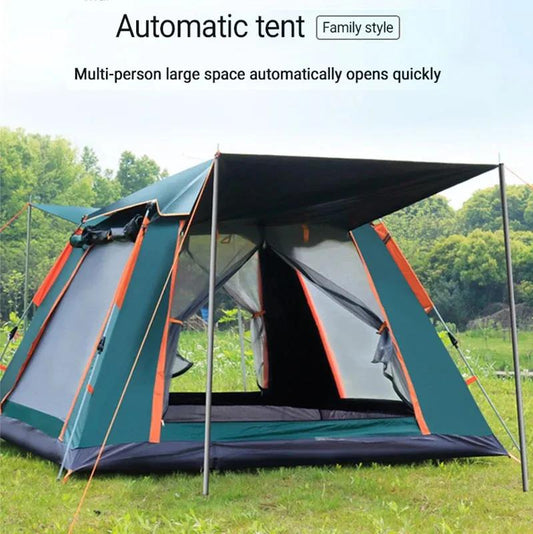 ECOTREK automatic pop-up camping tent set up outdoors, lightweight and easy to carry for outdoor camping adventures.
