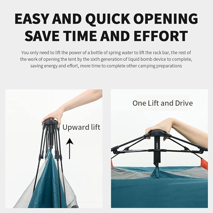 ECOTREK automatic pop-up camping tent set up outdoors, featuring lightweight design and easy setup for camping adventures.