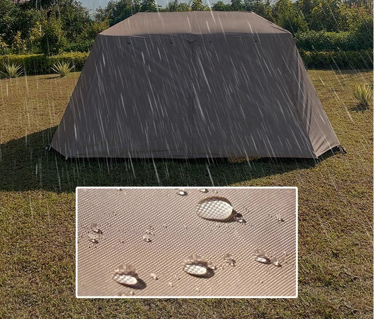 ECOTREK family tent with double-layer waterproof design, two bedrooms, automatic setup, ideal for outdoor family camping.