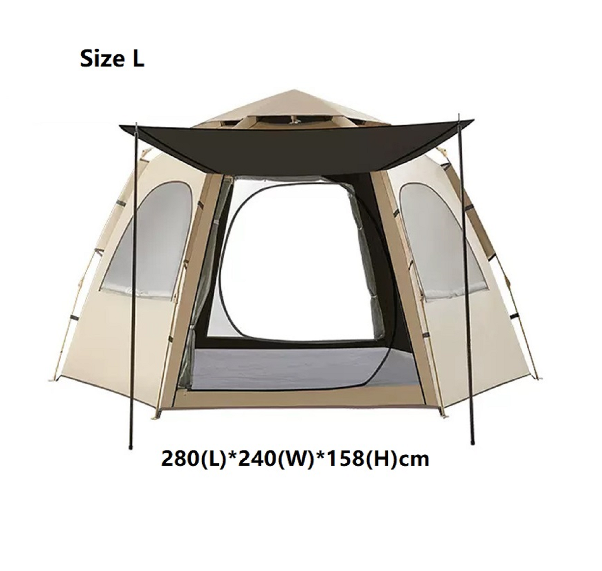 Medium green ECOTREK hexagonal camping tent with durable fabric and quick setup for outdoor camping adventures.