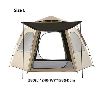 Medium green ECOTREK hexagonal camping tent with durable fabric and quick setup for outdoor camping adventures.