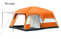 Green ECOTREK Family Cabin Tent with double-layer design, suitable for outdoor camping and family adventures.