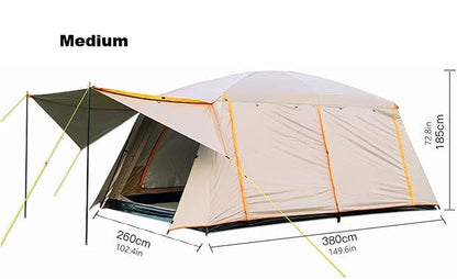 ECOTREK family tent with double layers, waterproof design, available in three sizes and two colors, suitable for outdoor family camping.