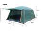 ECOTREK family tent with double-layer waterproof design, available in three sizes and two colors, shown in khaki.