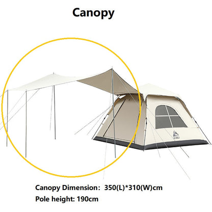 ECOTREK portable waterproof camping tent with canopy, fully automatic, white, ideal for all-season outdoor camping.