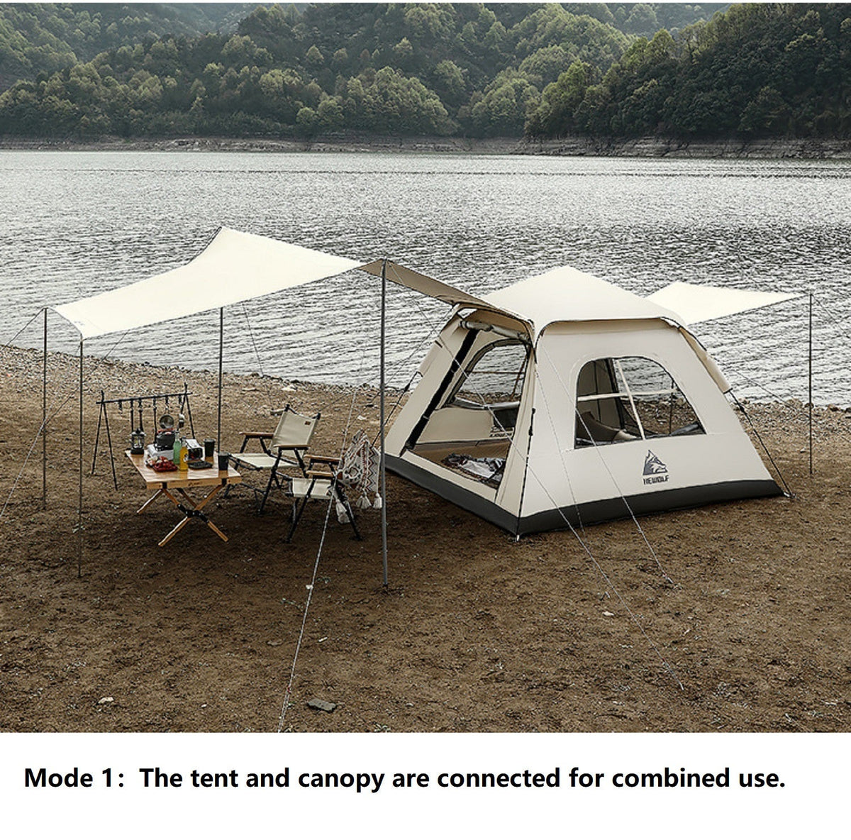 ECOTREK waterproof portable camping tent with canopy, fully automatic, ideal for all-season outdoor camping adventures.