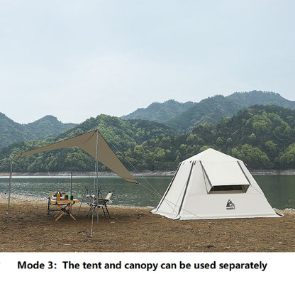 ECOTREK portable waterproof camping tent with canopy, fully automatic, ideal for all-season outdoor camping.