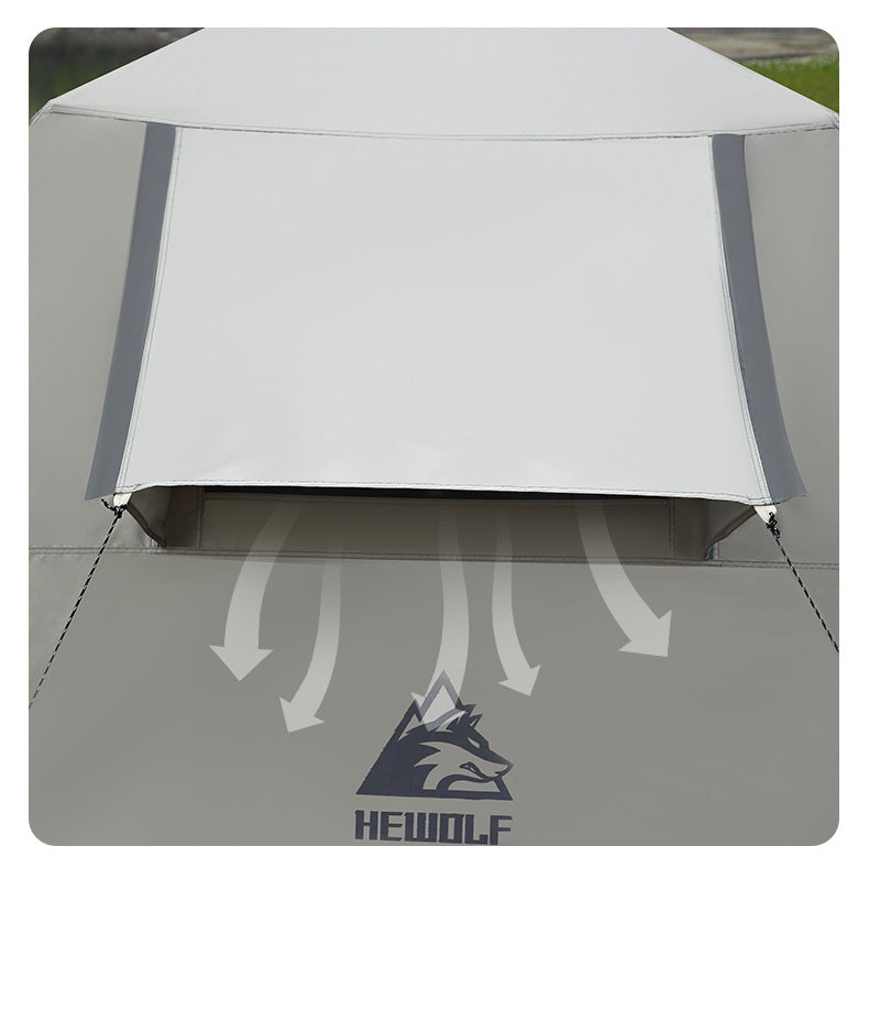 White ECOTREK portable fully automatic waterproof camping tent with canopy, ideal for all-season outdoor camping.