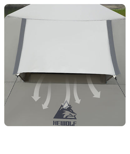 White ECOTREK portable fully automatic waterproof camping tent with canopy, ideal for all-season outdoor camping.