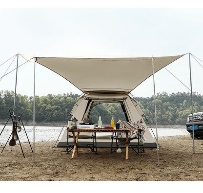 ECOTREK portable fully automatic waterproof camping tent with canopy, ideal for all-season outdoor camping.