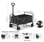 ECOTREK foldable beach wagon trolley with large wheels and collapsible frame for easy transport on sand and outdoor surfaces.