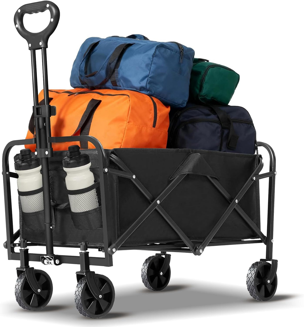 ECOTREK foldable wagon beach cart trolley with sturdy handles and spacious cargo area for easy transport on sand or pavement.