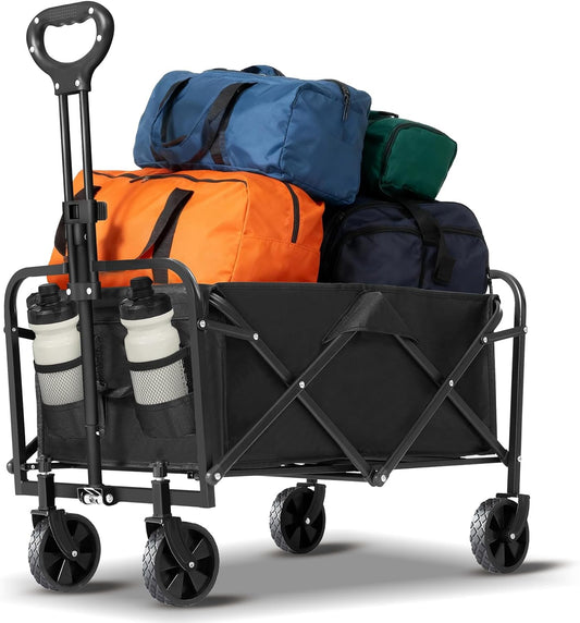 ECOTREK foldable wagon beach cart trolley with sturdy handles and spacious cargo area for easy transport on sand or pavement.