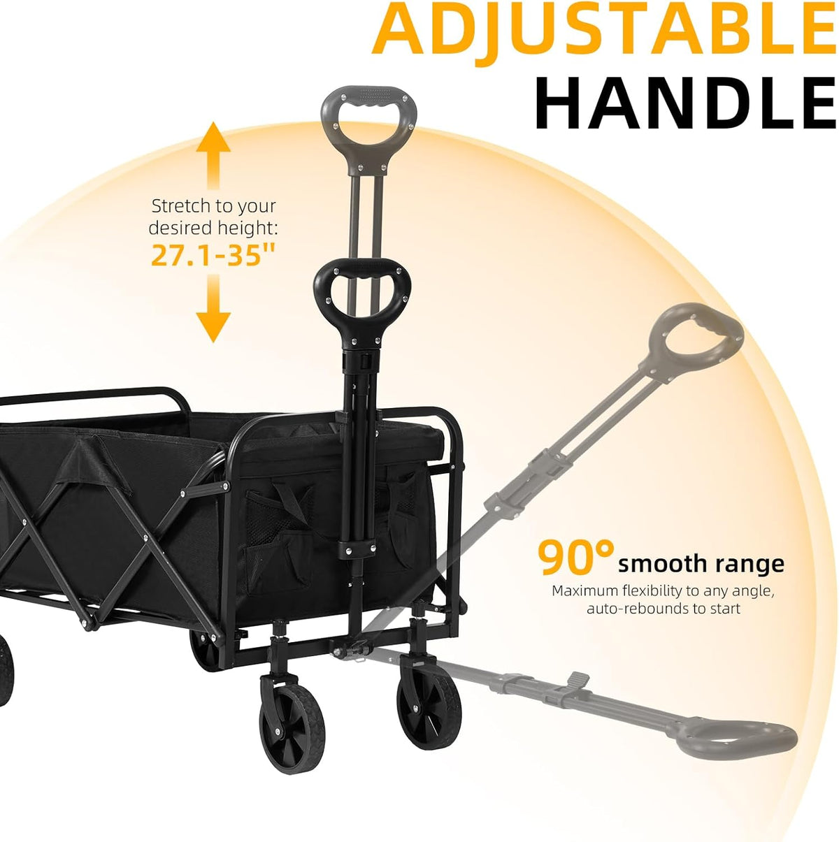 ECOTREK foldable wagon beach cart trolley with large wheels and compact design for easy transport on sand and paved surfaces.