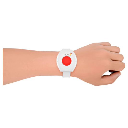 Eldertech wireless caregiver pager with SOS call button watch, featuring alert device and communication buttons for caregiver assistance