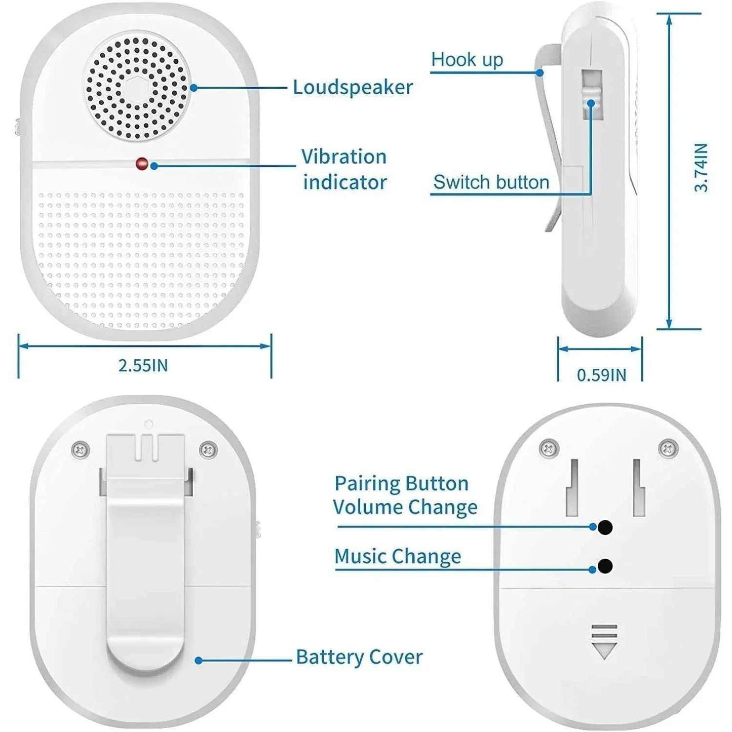 Eldertech wireless caregiver alert system with two call button pendants for easy communication and patient monitoring.