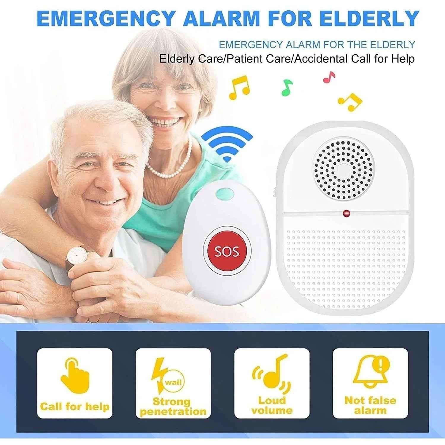Two Eldertech wireless caregiver alert call button pendants for easy communication with caregivers or staff.