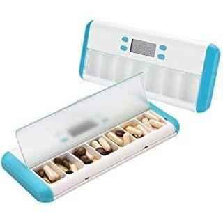 Eldertech medication reminder clock with vibration alert, LED lights, and digital display for easy medication management.