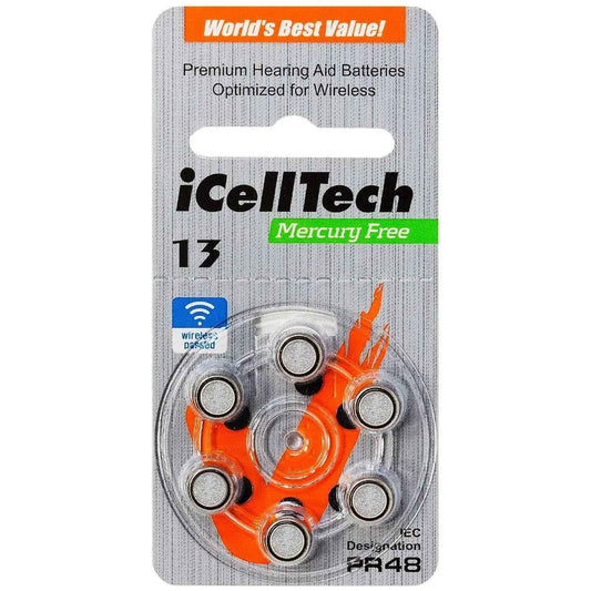 Eldertech hearing aid batteries in size 312, brown color, with packaging showing multiple batteries for hearing aids.