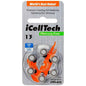 Eldertech hearing aid batteries in size 312, brown color, with packaging showing multiple batteries for hearing aids.