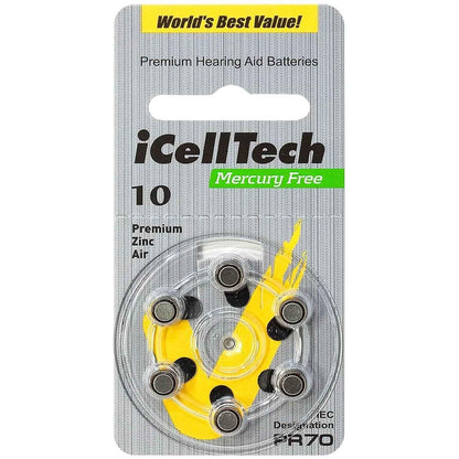Eldertech hearing aid batteries in size 312, brown color, shown in a close-up image suitable for hearing aid device power.