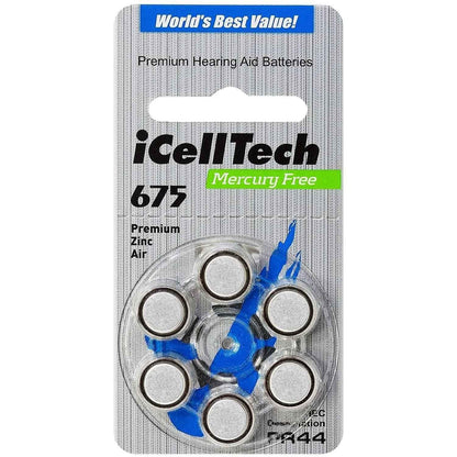Eldertech hearing aid batteries in size 312, brown color, designed for hearing aids, shown in a neat packaging.