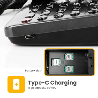 Eldertech Suncomm 4G home telephone for care homes, featuring a large keypad and clear display for easy communication.