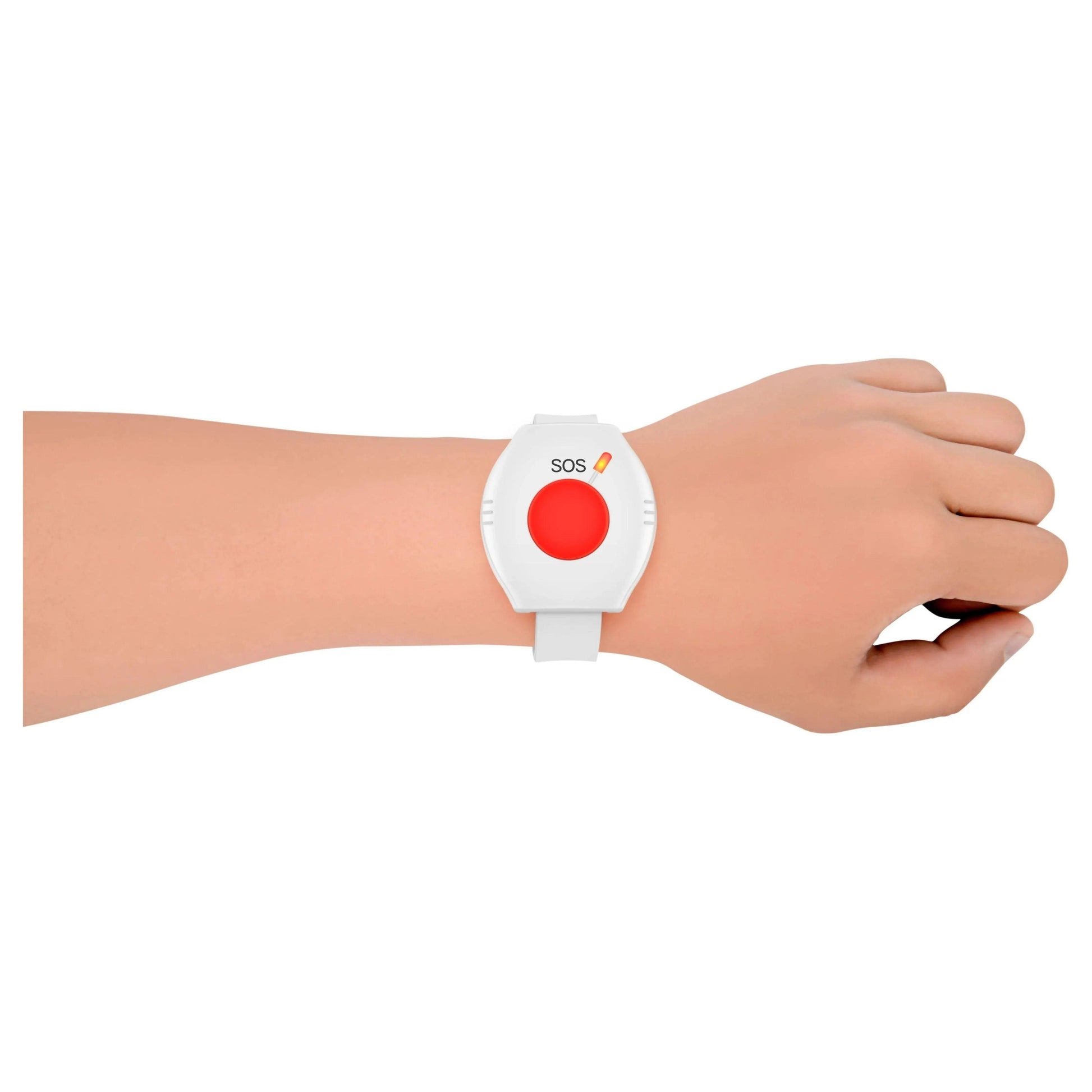 Eldertech smart watch with SOS call button, digital display, and sleek black band for emergency assistance and everyday use.
