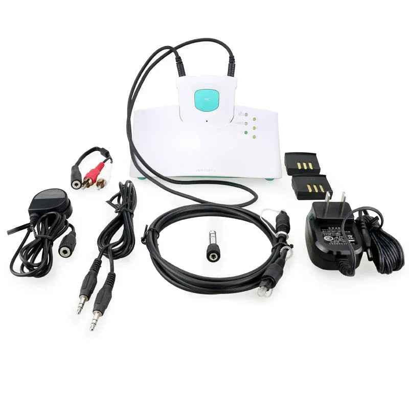 Wireless Neckloop Headphone for Hearing Aids by Eldertech, induction style TV listener with optimal sound quality, shown around the neck.