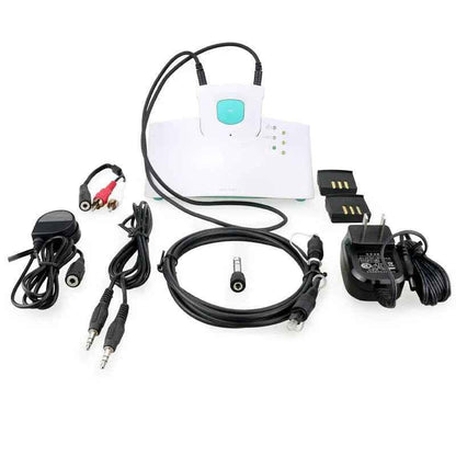 Wireless Neckloop Headphone for Hearing Aids by Eldertech, induction style TV listener with optimal sound quality, shown around the neck.