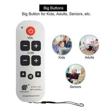 Eldertech Big Button Universal TV Remote for seniors with large, easy-to-press buttons and simple control layout.