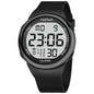 Eldertech Hearkent atomic watch in silver with vibrating alarms, showcasing a sleek watch face and digital display for precision timekeeping.