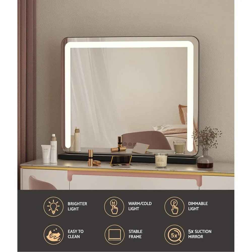 Embellir Makeup Mirror 60x50cm Hollywood Vanity with LED Light Tabletop Black