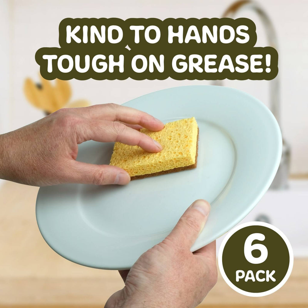 Natural Coconut & Cellulose Sponge Scourers (Pack of 6)-2