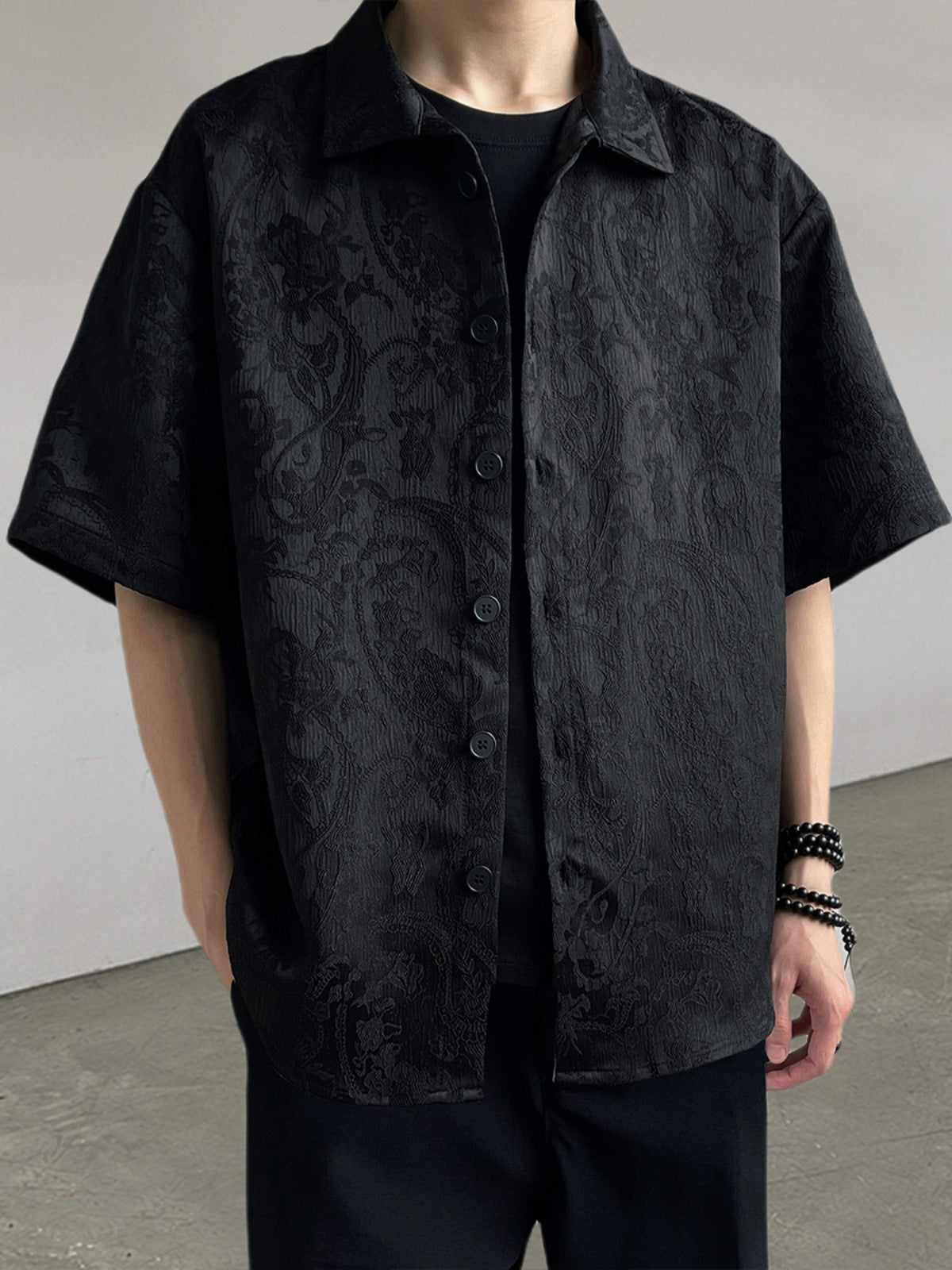 Chinese Style Embroidered Loose Fit Shirt for Men