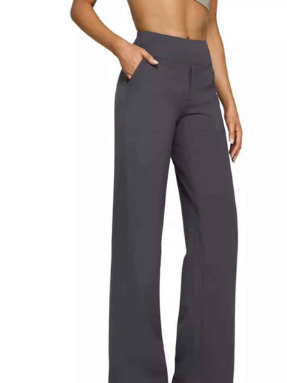 Casual high-waisted straight leg pants