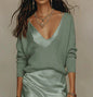 Casual Womens Knit Top and Skirt Set