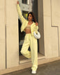 Casual sportswear set with hooded jacket and drawstring pants