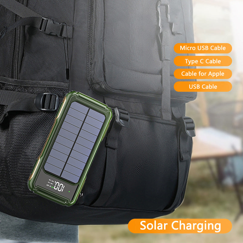 Solar Power Bank with Type C Fast Charging — 20000mAh Solar Charging | Outdoor & Travel