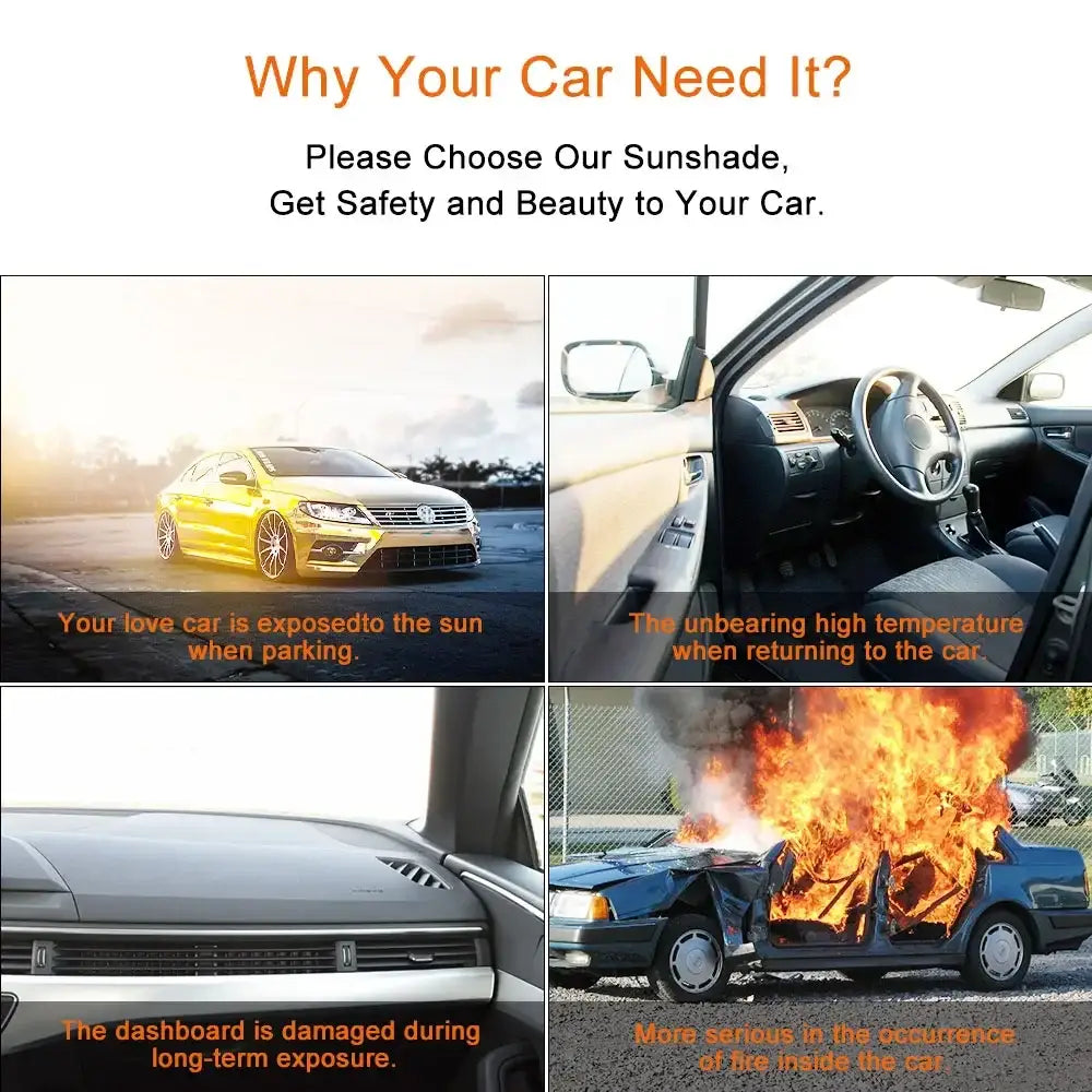 Folding Car Windshield Sunshade Anti-UV Visor (2 sizes available) Habicare