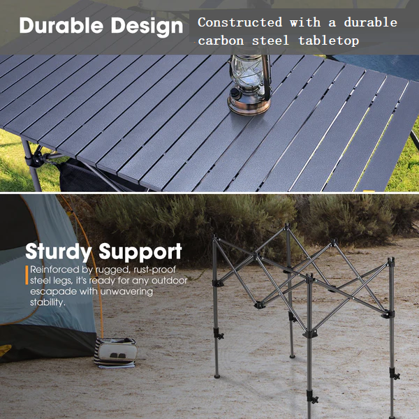 Folding Camping Table – Adjustable Portable Outdoor Table-95cm ECOTREK
