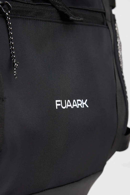 Fuaark Nz Core Black backpack bag with multiple compartments, stylish design, and functional features for everyday use.