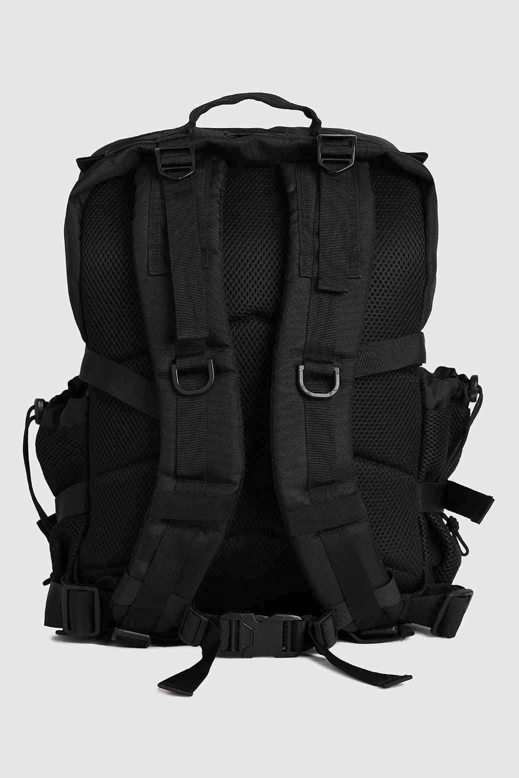 Black Ironclad Tactical Backpack by Fuaark Nz featuring multiple compartments and durable design for outdoor and tactical use.