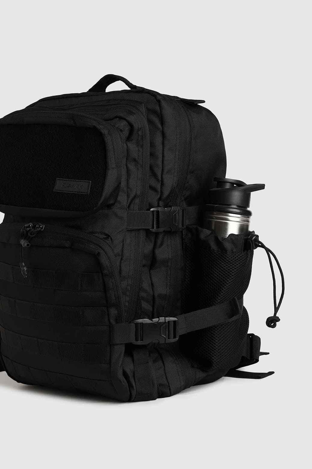 Black Ironclad Tactical Backpack by Fuaark NZ, showing durable design with multiple compartments and sturdy straps.