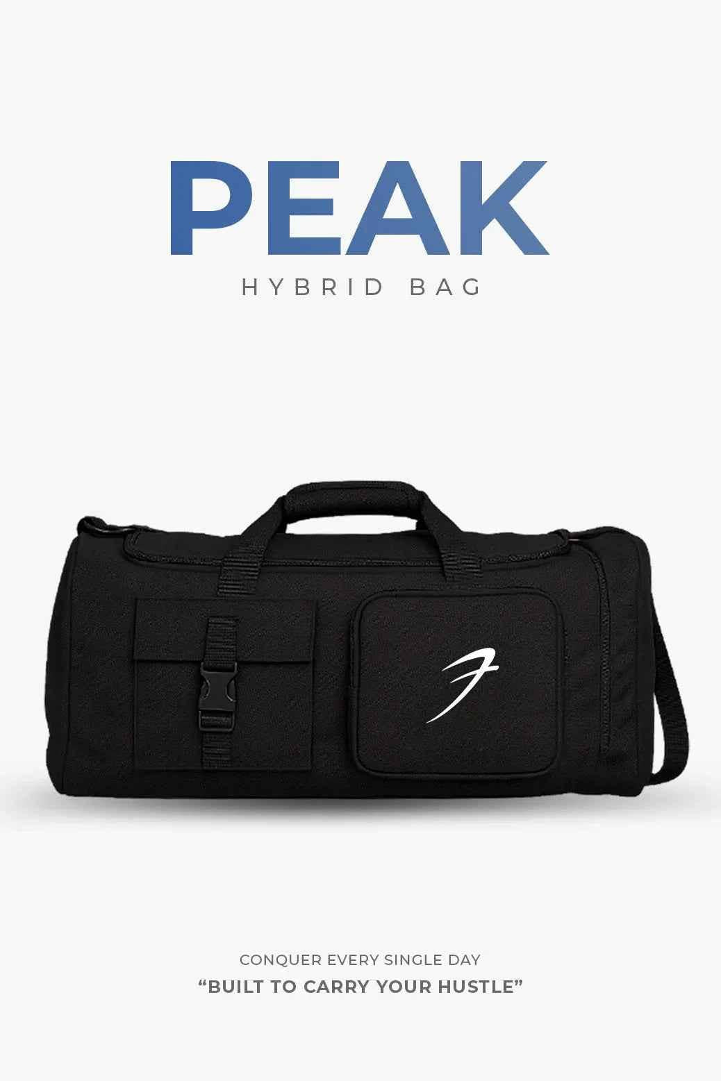 Black Fuaark NZ Peak Hybrid Bag backpack with multiple compartments, designed for versatile and stylish everyday use.
