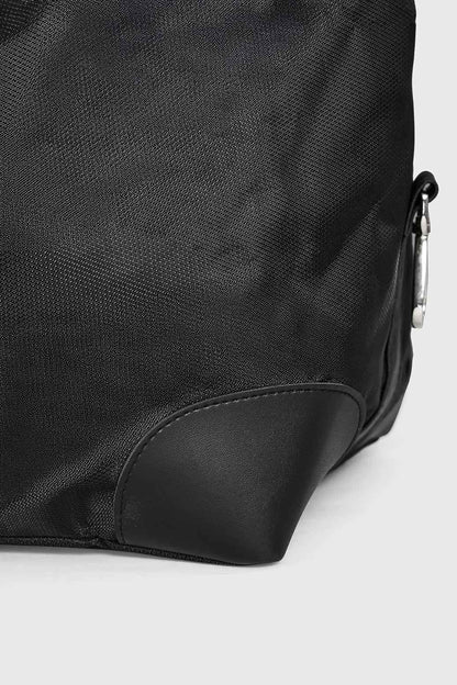 Black Vault Duffle Bag by Fuaark NZ, showing the spacious main compartment, sturdy handles, and sleek design for travel and gym use.
