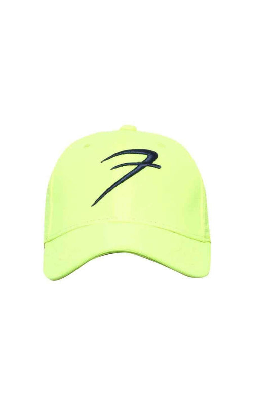 Neon yellow Fuaark Nz baseball cap, free size, with curved brim and adjustable strap for a standout, stylish look.
