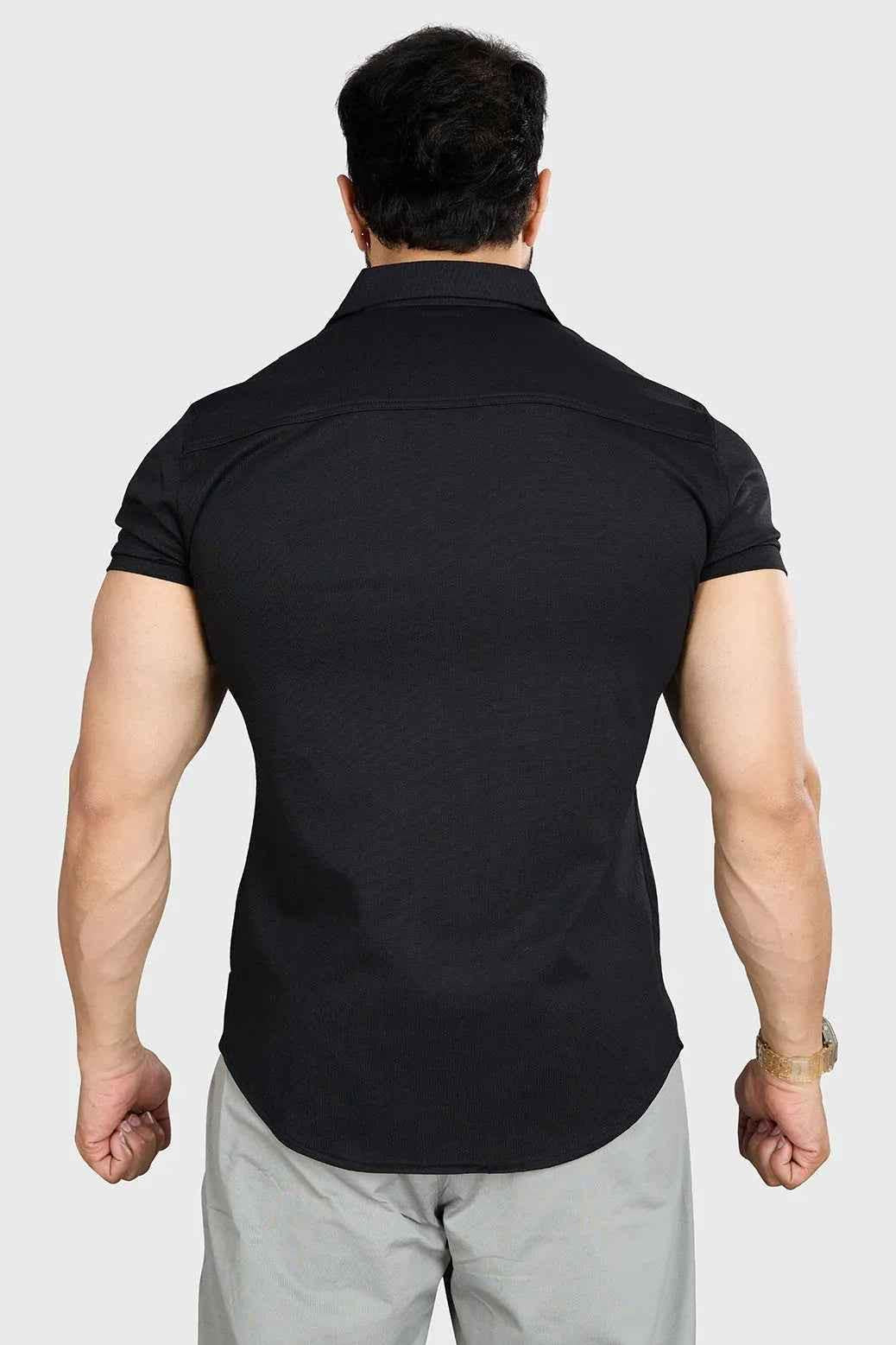 Black Aero casual shirt by Fuaark Nz, featuring a relaxed fit and stylish design, displayed on a plain background.