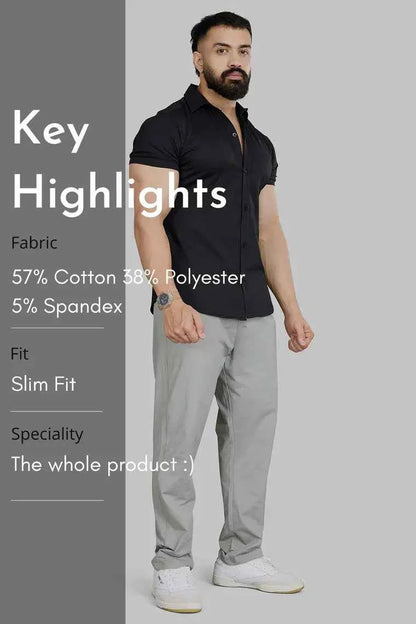 Black Aero casual shirt by Fuaark Nz, featuring a relaxed fit and stylish design, shown on a model.
