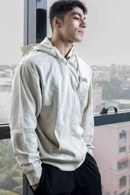 Oversized beige jacket from Fuaark Nz, cozy coat with a stylish, relaxed fit, perfect for cold weather.